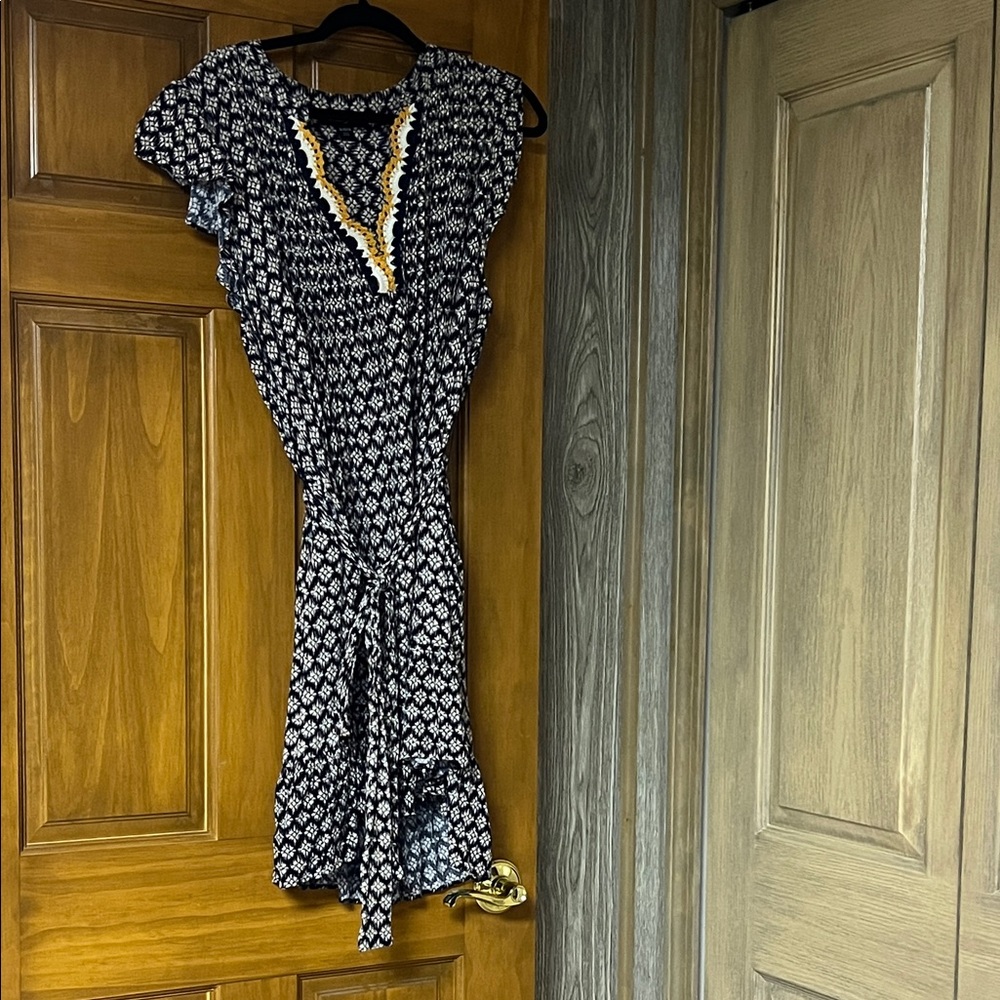 Nautica Jeans Flutter Sleeve Babydoll Dress, Crochet Detail Neckline - Picture 5 of 7